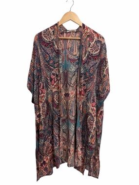 Dex Lightweight Patterned Kimono Open Cardigan Short Sleeves Boho